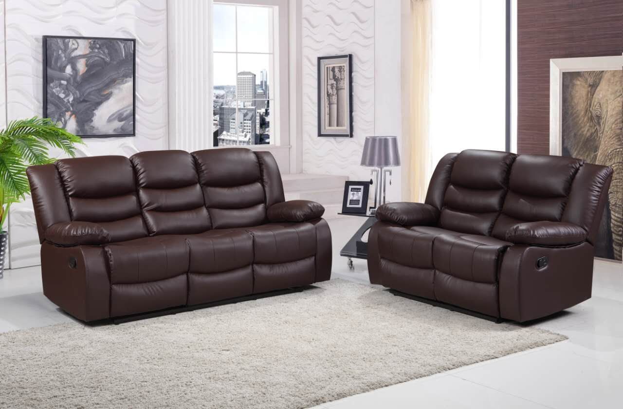 Brown Leather Roma Recliner Sofa